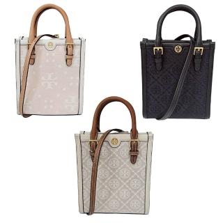 【TORY BURCH】TORY BURCH TB 滿版LOGO精緻五金三色可選手提包 斜背包(送禮 贈原廠防塵袋紙袋)