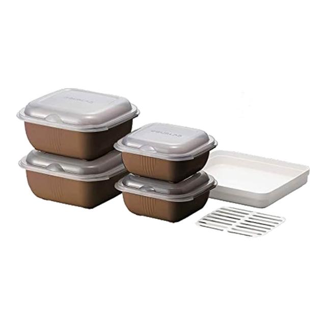 【GOURLAB】日本銷售冠軍 GOURLAB 可可色 多功能 烹調盒 系列 - 六件組  附食譜(保鮮盒 烹調盒)