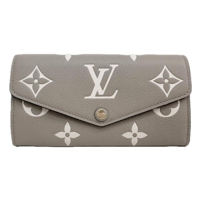 【Louis Vuitton 路易威登】M81049 經典Sarah系列雙色Monogram Empreinte壓紋信封式長夾(米色)