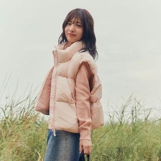 【Mark Gonzales】女裝 刺繡小天使短版羽絨背心-淺粉色