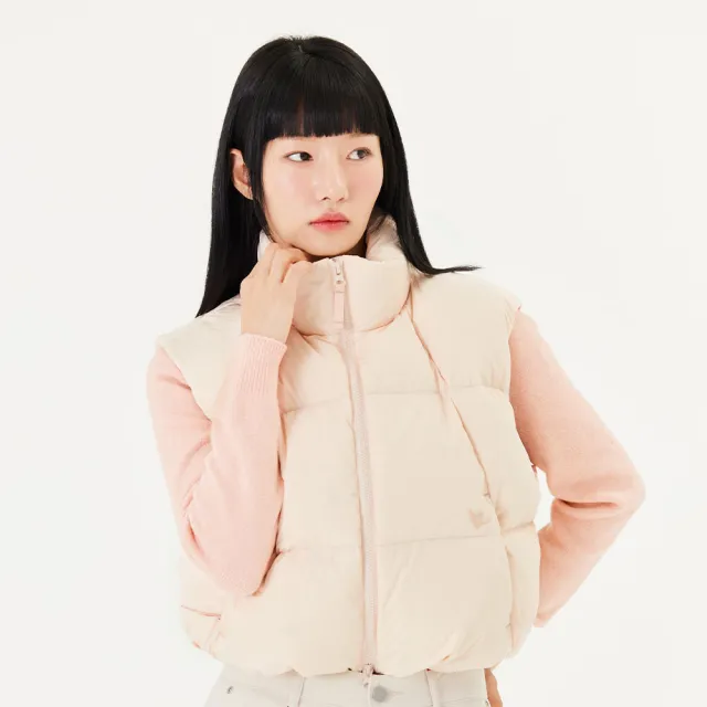 【Mark Gonzales】女裝 刺繡小天使短版羽絨背心-淺粉色