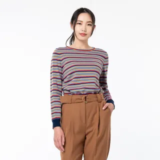 【KeyWear 奇威名品】色織橫條紋針織上衣