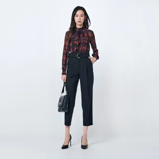 【KeyWear 奇威名品】腰帶款收腳口七分褲(共2色)