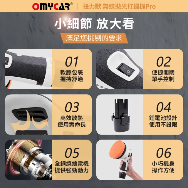 【OMyCar】扭力獸 無線拋光打蠟機Pro  一年保固(自助洗車 汽車美容 拋光機 汽車打蠟機)