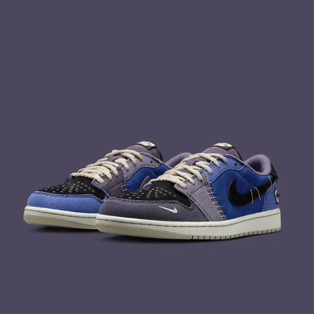 【NIKE 耐吉】休閒鞋 Air Jordan 1 Low OG x Zion Williamson 聯名款 巫毒娃娃2.0 黑紫藍 男鞋 IH2309-500