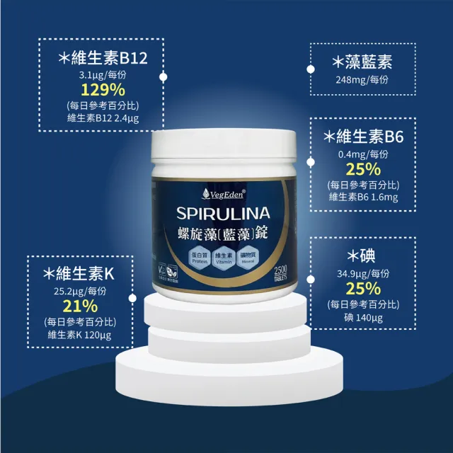 【光量生技】藍藻錠/螺旋藻_2500錠/家庭號(全素製造/藻藍素/維生素B群)
