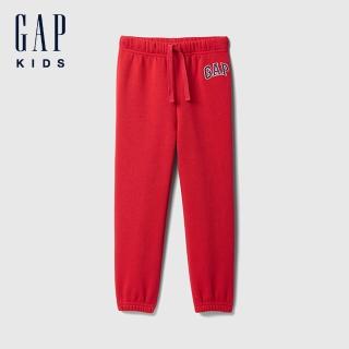 【GAP】男幼童裝 Logo刺繡刷毛束口抽繩鬆緊棉褲-紅色(723587)