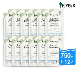 【PiPPER STANDARD】沛柏鳳梨酵素洗衣精補充包尤加利 750mlx12(天然配方/適合敏感肌嬰幼兒童/箱購)