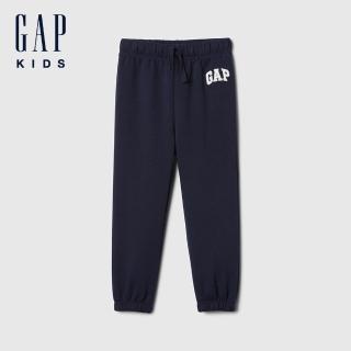 【GAP】男幼童裝 Logo刺繡刷毛束口抽繩鬆緊棉褲-海軍藍(723587)