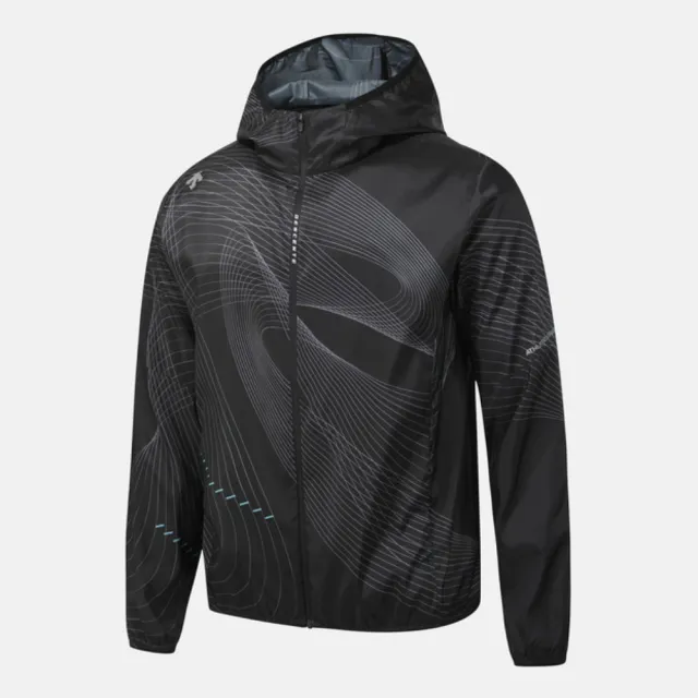 【DESCENTE】外套 男 運動連帽外套 快排 FLIGHT RUNNING JACKET 黑 SQ313RWB77-PBLK