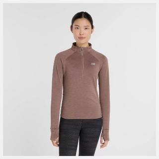 【NEW BALANCE】NB 長袖上衣 女 半開襟上衣 美規 咖啡 WT43200EAT(S2319)
