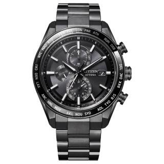 【CITIZEN 星辰】ATTESA 光動能電波 超級鈦金屬計時腕錶-42mm(AT8294-59E)