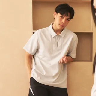 【FILA官方直營】男短袖機能排汗半門襟多口袋彈性POLO衫-灰色(1TEZ-5602-GY)