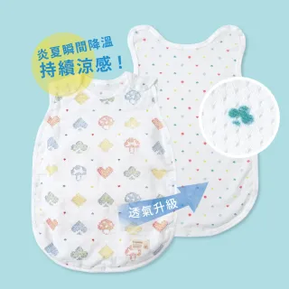 【Hoppetta】蘑菇森友會瞬拆涼感天絲三層紗防踢背心(0-3歲 日本製涼感透氣輕盈 可拆換棉涼排汗網眼布)