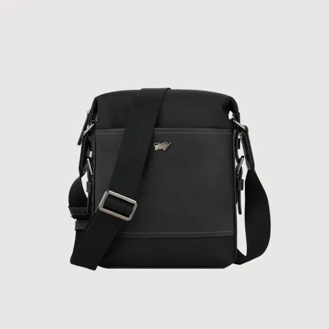 【BRAUN BUFFEL 德國小金牛】尼爾-C 直式斜背包-黑色/深藍色(BF574-17-BK/DB) 男包送禮推薦
