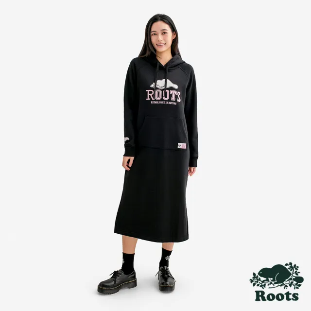 【Roots】Roots女裝- HERITAGE 連帽長洋裝(黑色)