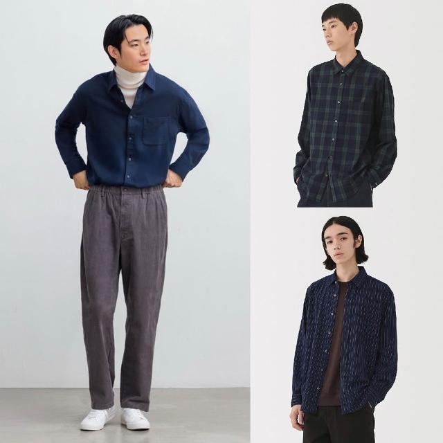 【MUJI 無印良品】男雙面起毛法蘭絨長袖襯衫(共10色)