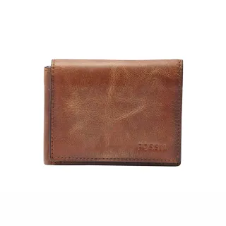 【FOSSIL】Derrick 真皮三折皮夾-咖啡色 ML3700200 (禮盒組附鐵盒)