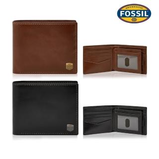 【FOSSIL】Hayes 真皮大零錢袋皮夾 男用短夾 兩色可選(禮盒組附鐵盒)