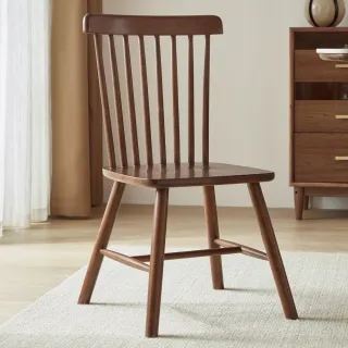 【hoi! 好好生活】預購60天★林氏木業北歐實木餐椅兩入組 LS189-胡桃色