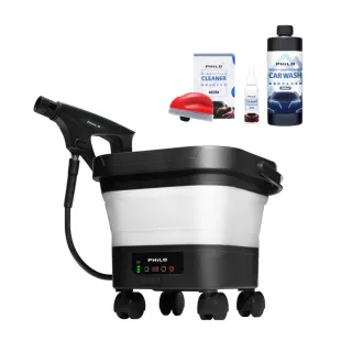 【Philo 飛樂】pw336+油膜去除膏+泡沫洗車精 車用 無線高壓清洗機 洗車防護組(汽車百貨)