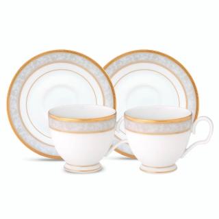 【NORITAKE】花舞春風金邊-咖啡對杯(精緻禮盒)