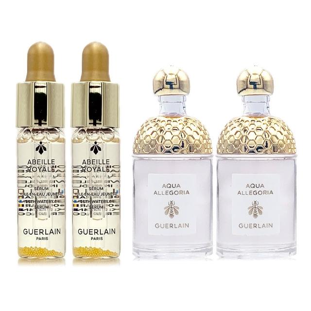 【Guerlain 嬌蘭】皇家蜂王乳平衡油精華5ml*2+花草水語淡香水/淡香精7.5ml*2(國際航空版)