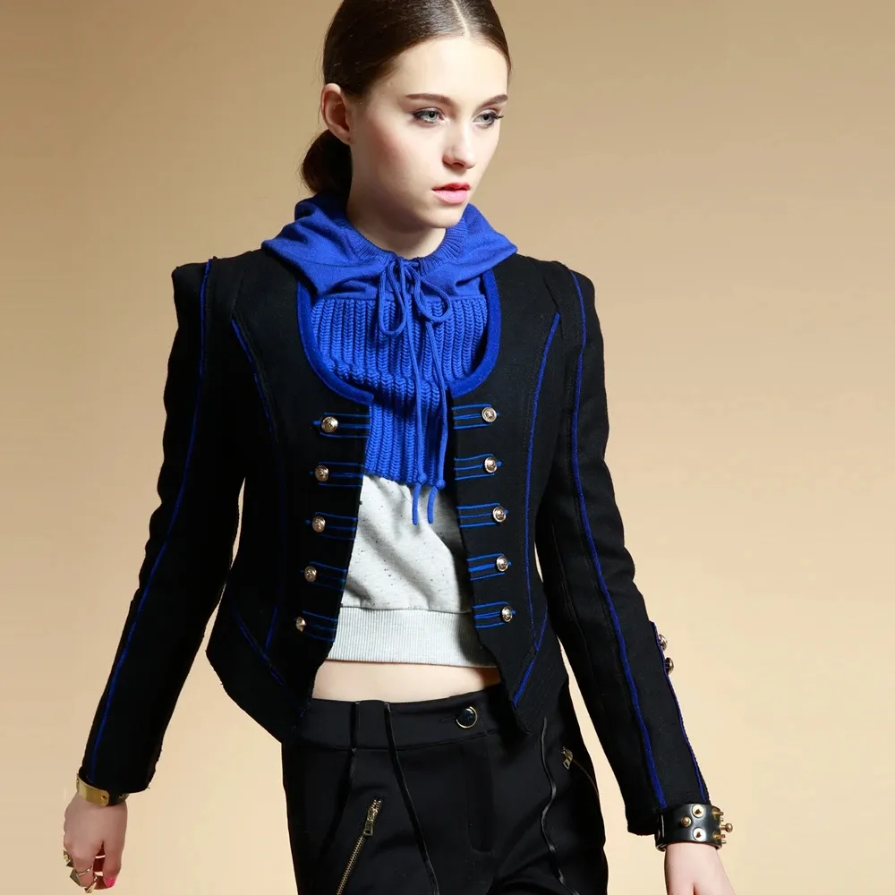 【ICHE 衣哲】羊毛雙排釦造型滾邊外套