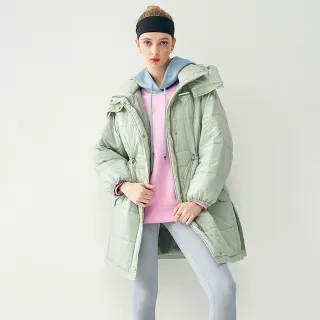 【iROO】雲朵絎縫格紋保暖長外套