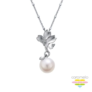 【彩糖鑽工坊】K金 9MM 淡水珍珠項鍊(天然鑽石 櫻花 系列)