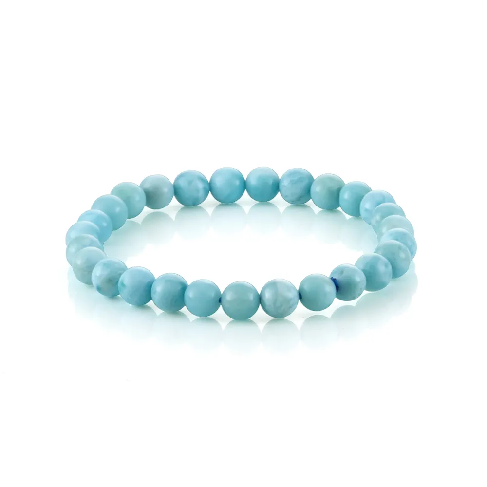 【Woogie武吉珠寶】精品拉利瑪海紋石手鍊(藍海紋7mm)