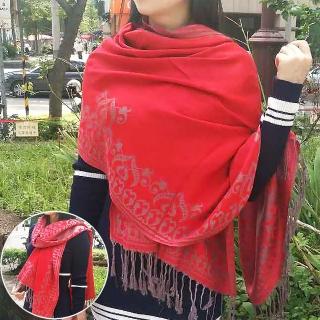 【Seoul Show首爾秀】清新愛戀 棉質編織圍巾大披肩 大紅(防寒保暖)