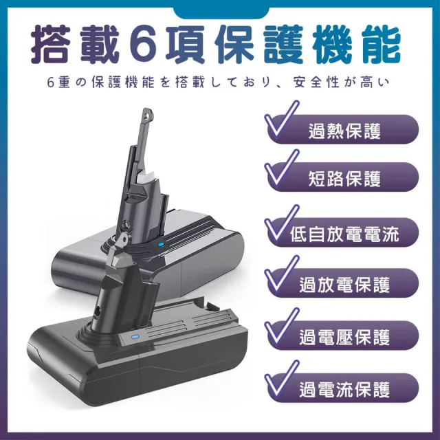 適用 Dyson V8 SV10 戴森V8全球通用版 3000mAh大容量鋰電池(一年保固 免費吸塵器健檢服務)