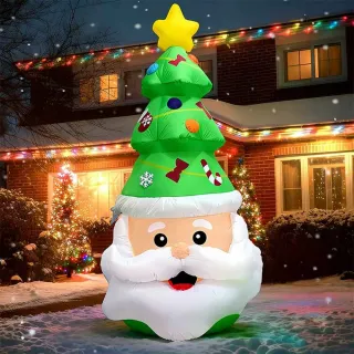 【宇隆】2.4米充氣聖誕老人融合聖誕樹個性氣模聖誕節戶外庭院裝飾品(聖誕節佈置)