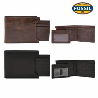 【FOSSIL】Derrick 真皮二合一可拆式皮夾 男用短夾 多色可選(禮盒組附鐵盒)