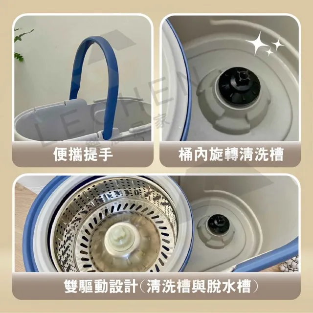 【樂晨居家】雙驅動旋轉拖把 旋轉拖把 拖把 免手洗手壓脫水 掃除拖地 清潔 拖布