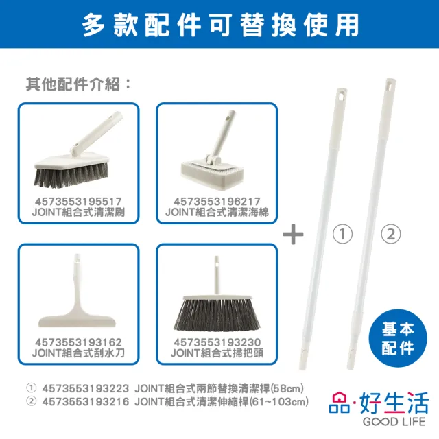 【GOOD LIFE 品好生活】JOINT組合式兩節替換清潔桿（58cm）(日本直送 均一價)