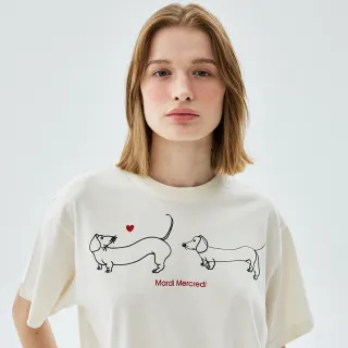 【MARDI MERCREDI】印花短TEE 奶油色 繪畫臘腸狗 TSHIRT DRAWING CH DDANJI TWIN SIDE