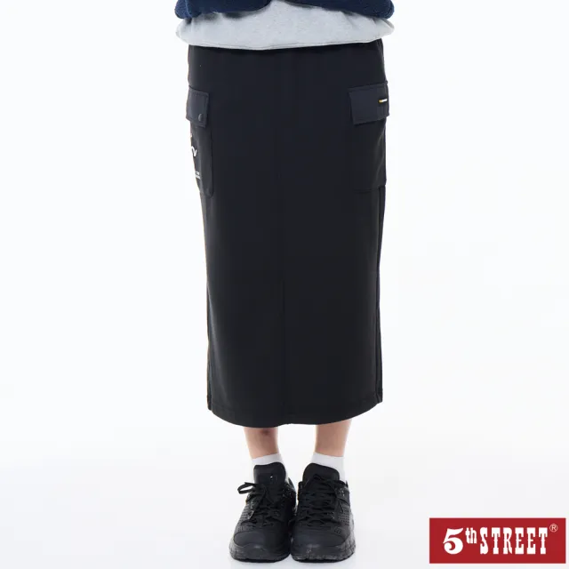 【5th STREET】雙11 女裝 長裙 工裝長裙 工裝裙 黑色(980040)