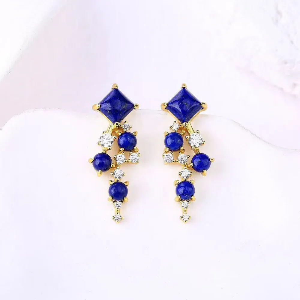 【勝弘珠寶】青金石繁星精緻耳針(青金石耳環.耳針)