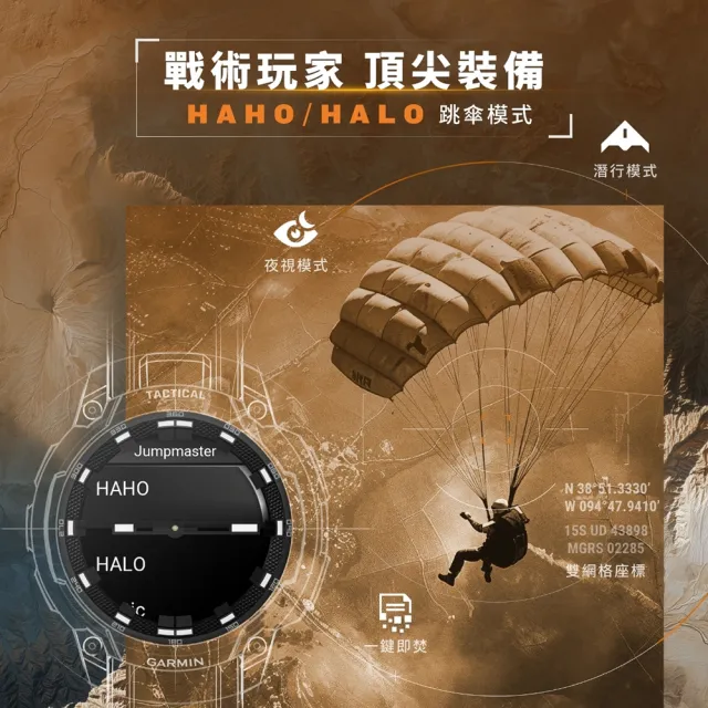 【GARMIN】INSTINCT Crossover AMOLED 實體指針GPS智慧錶 45mm - 軍事戰術版
