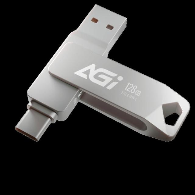 【AGI】UE138A 256GB 金屬雙頭隨身碟(USB 3.2｜Type-C & Type-A｜高速讀寫｜手機/筆電適用)