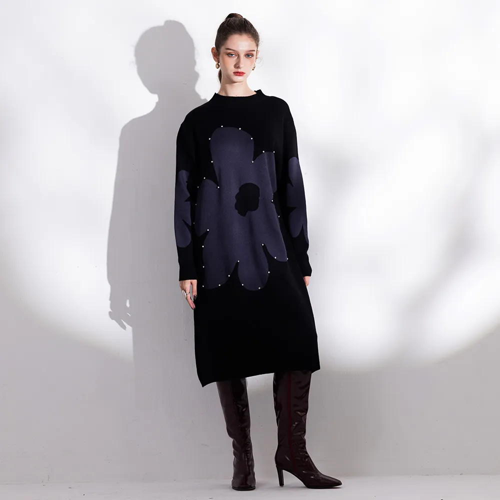 【MON’S】大花鉚釘個性針織洋裝(直)