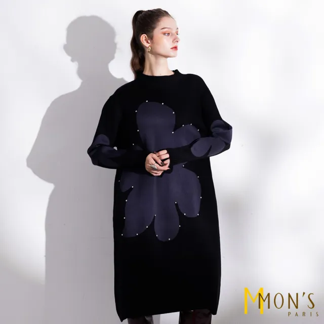 【MON’S】大花鉚釘個性針織洋裝(直)
