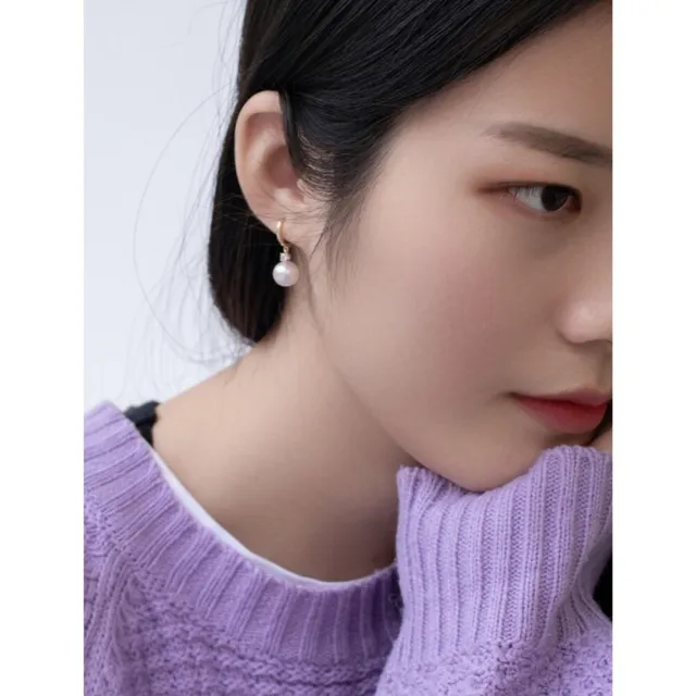【La Corser】7.5-8mm 日本 Akoya 海水珍珠耳環 18K金鑽石耳墜 王妃款 天女級 耳扣 氣質 百搭耳飾