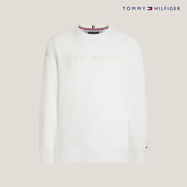 【TOMMY HILFIGER】官方旗艦館 同色調刺繡Logo大學T_白色