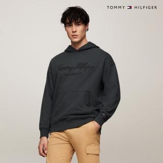 【TOMMY HILFIGER】官方旗艦館 寬鬆Logo帽T 灰色