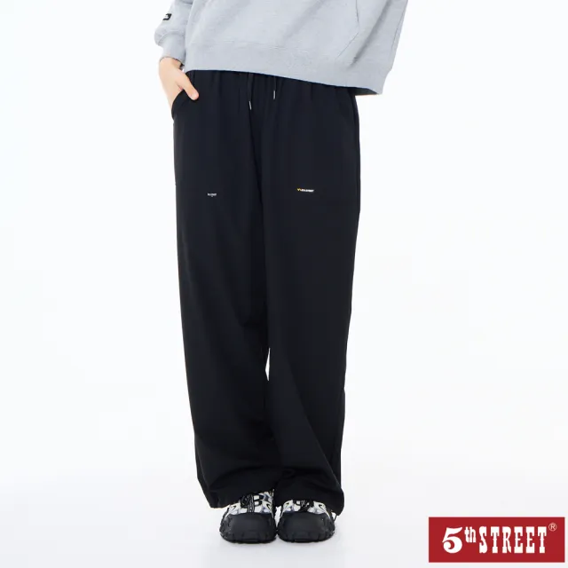 【5th STREET】雙11 女裝 工裝褲 工作褲 寬褲 黑色(967084)