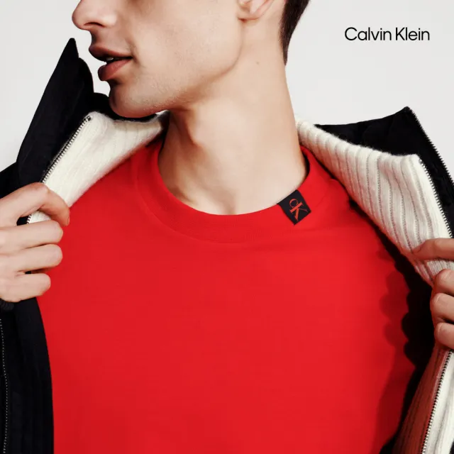 【CALVIN KLEIN】官方旗艦館 CK 重量棉圓領 T 恤_紅色