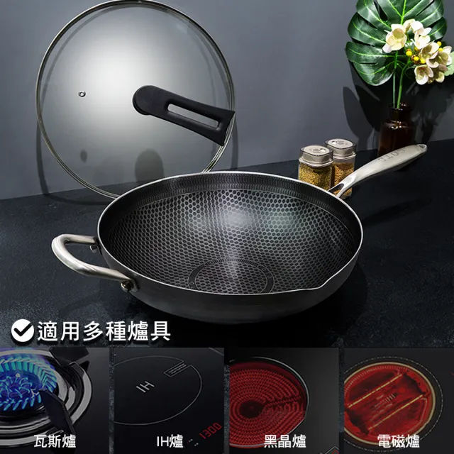 【COTD】3D立體雙層蜂巢不鏽鋼鍋-IH爐可用鍋(炒菜鍋/煎鍋/炒鍋/台灣出貨)